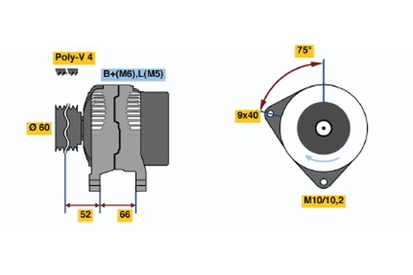 Alternator BOSCH 0 986 045 201
