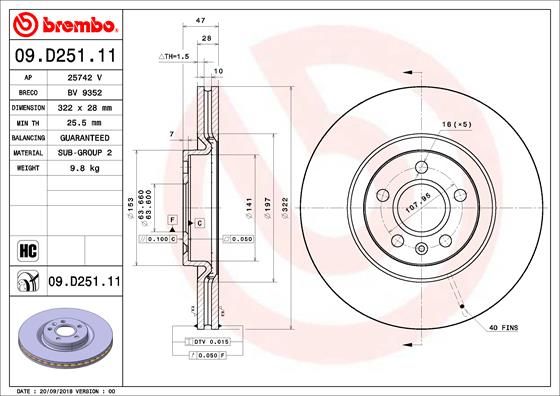Tarcza hamulcowa BREMBO 09.D251.11
