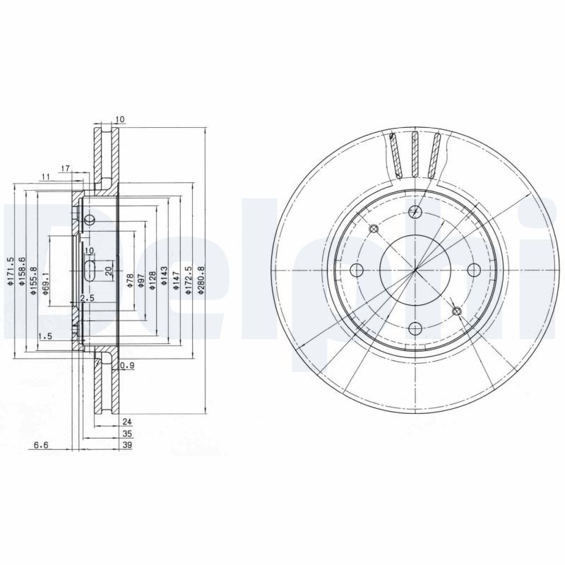 Tarcza hamulcowa DELPHI BG3501C