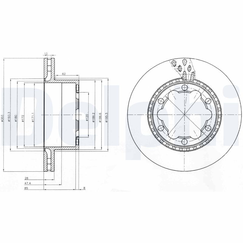 Tarcza hamulcowa DELPHI BG9015