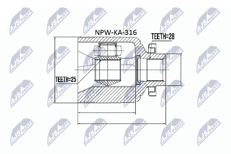 Zestaw przegubu, wał napędowy NTY NPW-KA-316