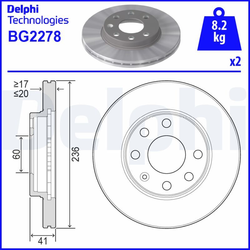 Tarcza hamulcowa DELPHI BG2278