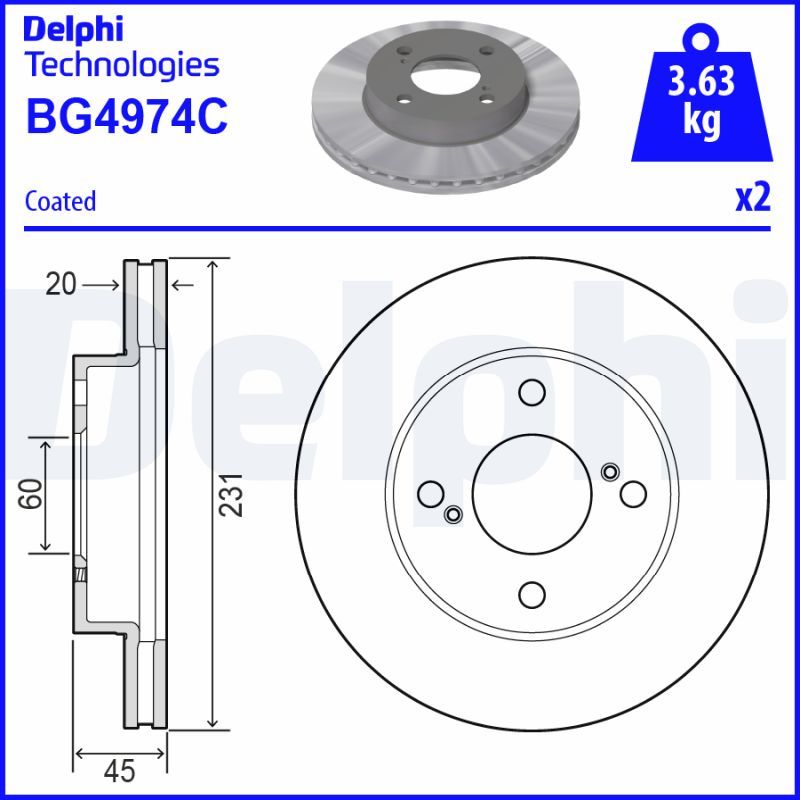 Tarcza hamulcowa DELPHI BG4974C
