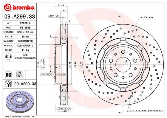 Tarcza hamulcowa BREMBO 09.A299.33