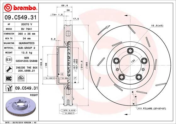 Tarcza hamulcowa BREMBO 09.C549.31