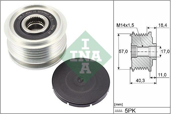 Alternator - sprzęgło jednokierunkowe INA 535029510