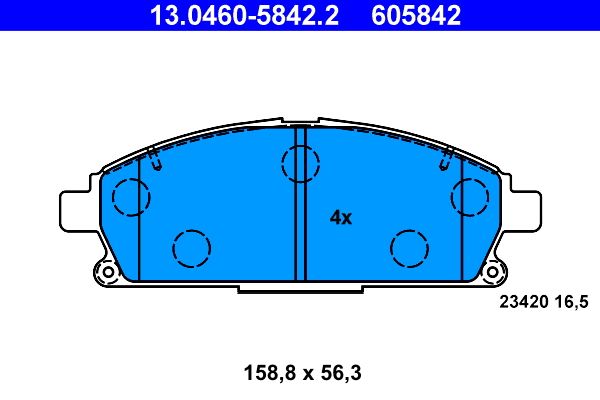 Zestaw klocków hamulcowych, hamulce tarczowe ATE 13.0460-5842.2