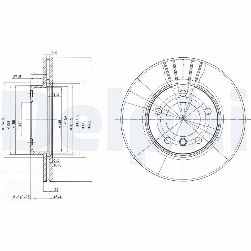 Tarcza hamulcowa DELPHI BG2623C