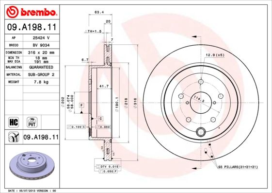 Tarcza hamulcowa BREMBO 09.A198.11
