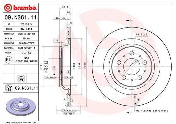 Tarcza hamulcowa BREMBO 09.N361.11