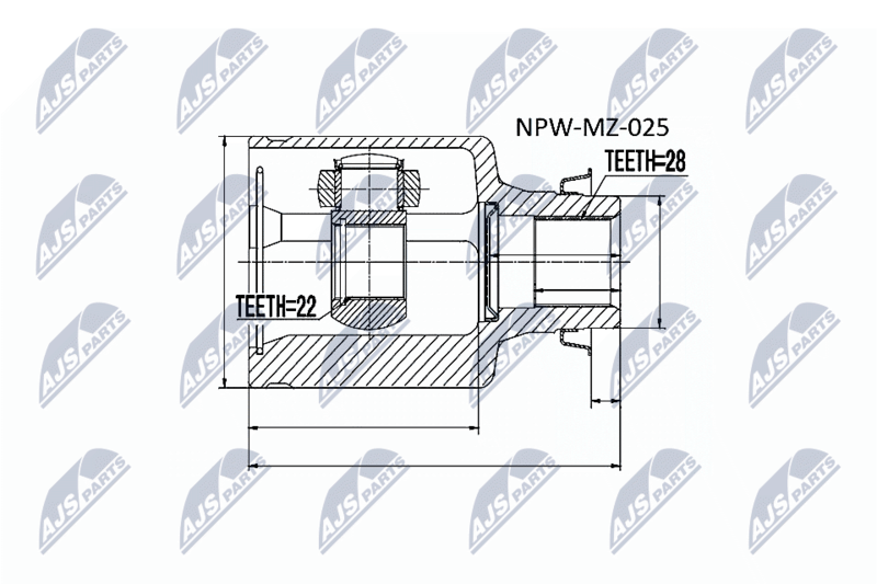 Zestaw przegubu, wał napędowy NTY NPW-MZ-025