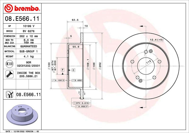 Tarcza hamulcowa BREMBO 08.E566.11