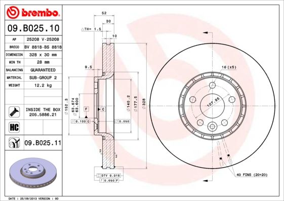 Tarcza hamulcowa BREMBO 09.B025.11
