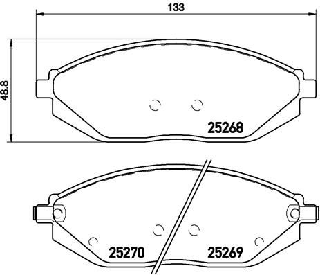 Zestaw klocków hamulcowych, hamulce tarczowe BREMBO P 10 054