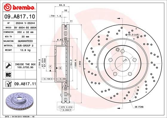 Tarcza hamulcowa BREMBO 09.A817.11