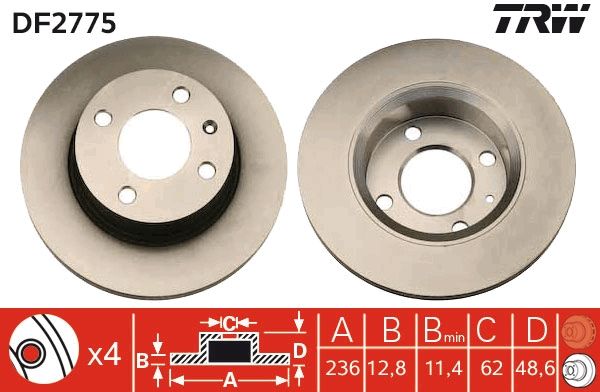 Tarcza hamulcowa TRW DF2775