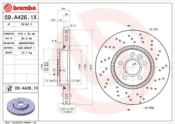Tarcza hamulcowa BREMBO 09.A426.1X