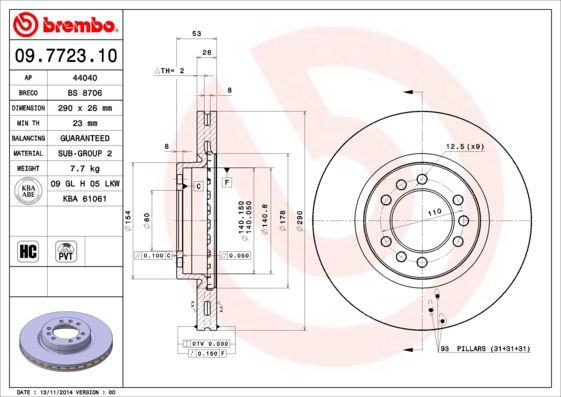 Tarcza hamulcowa BREMBO 09.7723.10