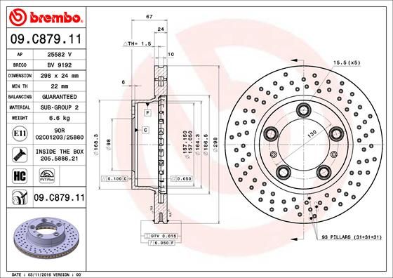 Tarcza hamulcowa BREMBO 09.c879.11