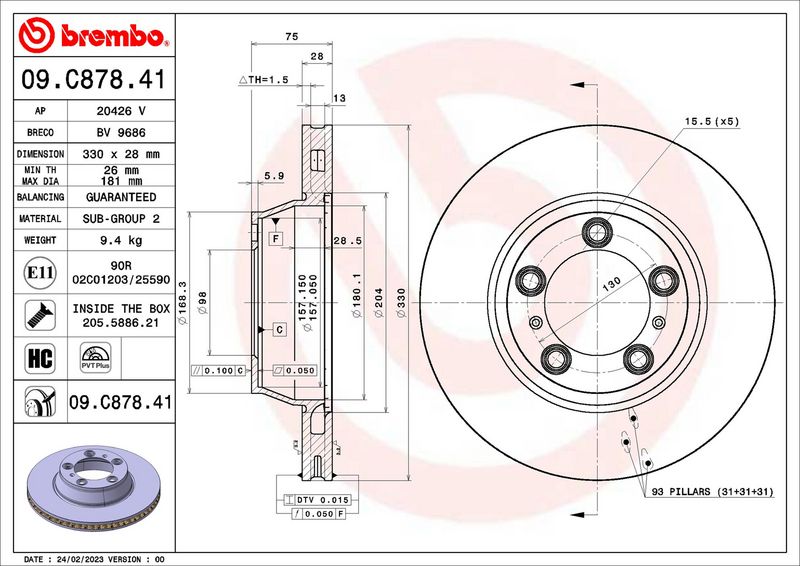 Tarcza hamulcowa BREMBO 09.C878.41