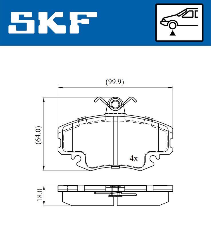 Zestaw klocków hamulcowych, hamulce tarczowe SKF VKBP80050