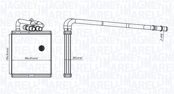 Wymiennik ciepła, ogrzewanie wnętrza MAGNETI MARELLI 350218454000