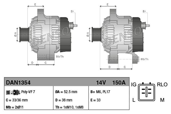 Alternator DENSO DAN1354
