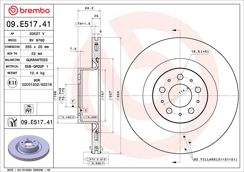 Tarcza hamulcowa BREMBO 09.E517.41