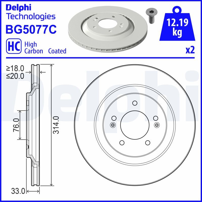 Tarcza hamulcowa DELPHI BG5077C