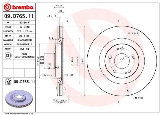 Tarcza hamulcowa BREMBO 09.D765.11