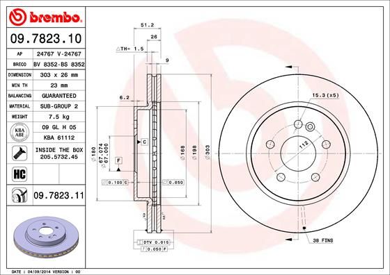 Tarcza hamulcowa BREMBO 09.7823.11