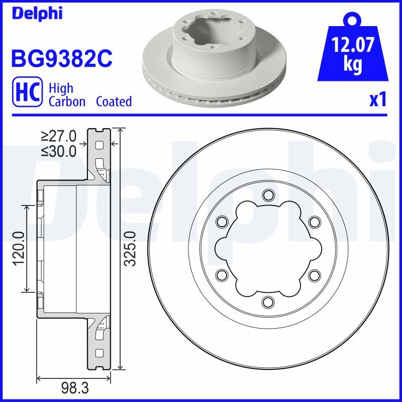 Tarcza hamulcowa DELPHI BG9382C