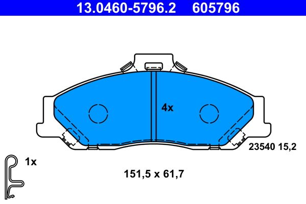 Zestaw klocków hamulcowych, hamulce tarczowe ATE 13.0460-5796.2