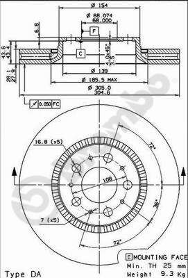 Tarcza hamulcowa BREMBO 09.9130.75