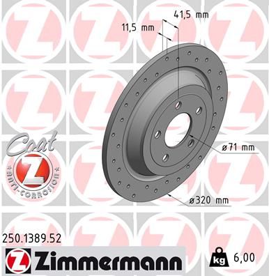 Tarcza hamulcowa ZIMMERMANN 250.1389.52