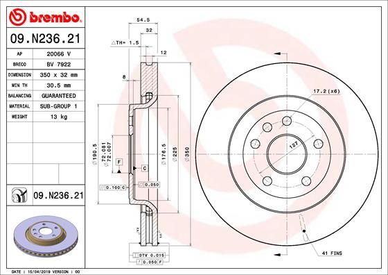 Tarcza hamulcowa BREMBO 09.N236.21