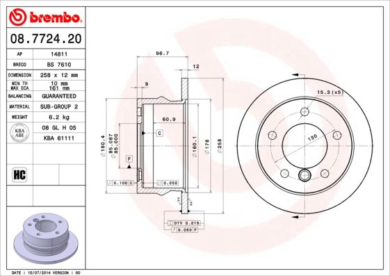 Tarcza hamulcowa BREMBO 08.7724.20