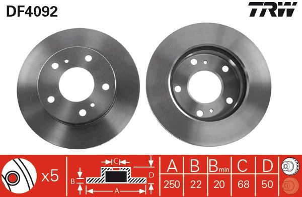 Tarcza hamulcowa TRW DF4092