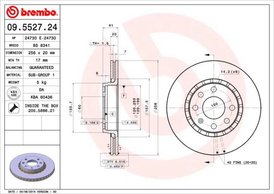 Tarcza hamulcowa BREMBO 09.5527.24