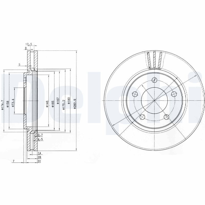 Tarcza hamulcowa DELPHI BG3715
