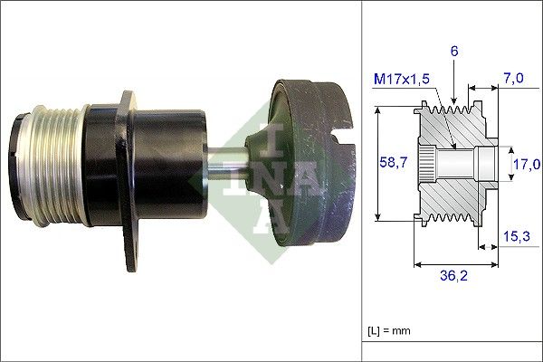 Alternator - sprzęgło jednokierunkowe INA 535015710