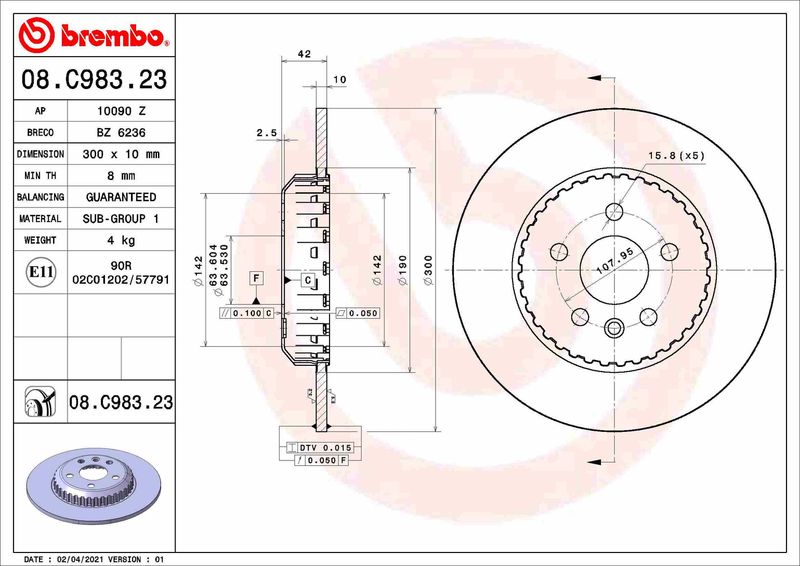 Tarcza hamulcowa BREMBO 08.C983.23