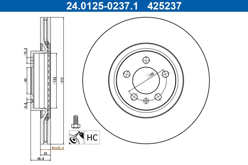 Tarcza hamulcowa Ate 24.0125-0237.1