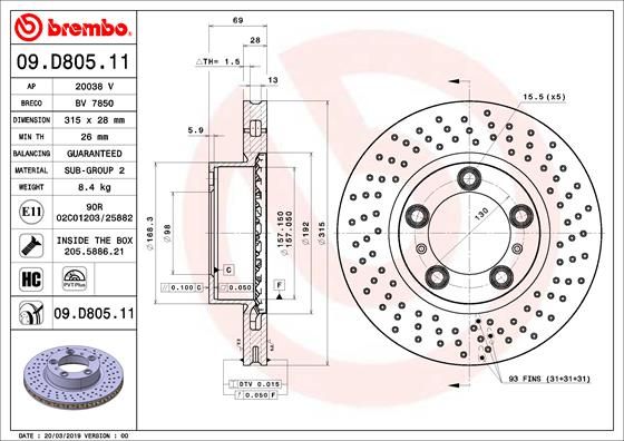 Tarcza hamulcowa BREMBO 09.D805.11