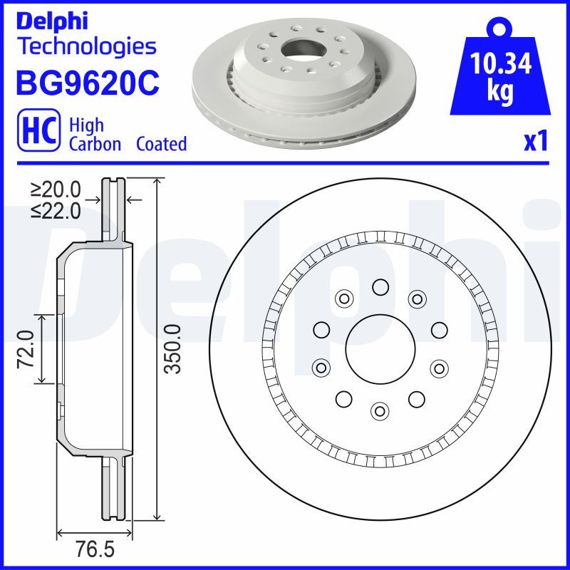 Tarcza hamulcowa DELPHI BG9620C