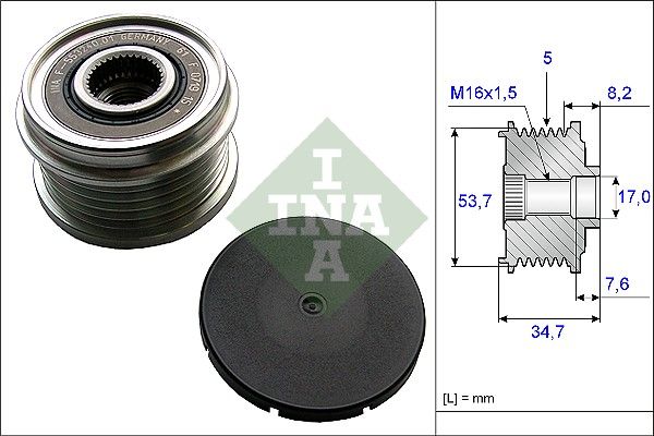 Alternator - sprzęgło jednokierunkowe INA 535021110