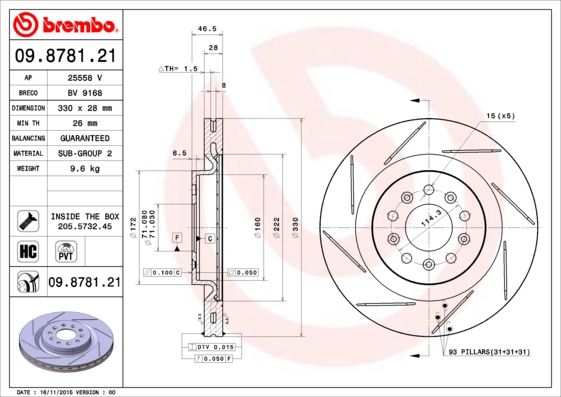 Tarcza hamulcowa BREMBO 09.8781.21