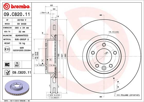 Tarcza hamulcowa BREMBO 09.C820.11