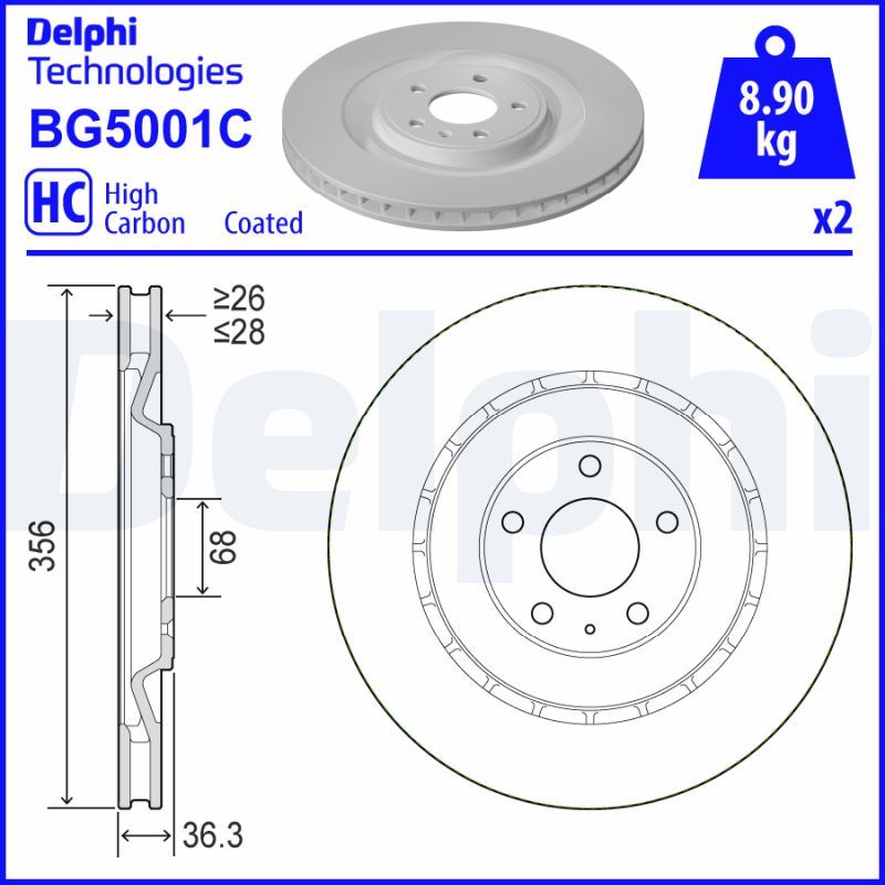 Tarcza hamulcowa DELPHI BG5001C