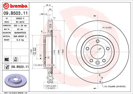 Tarcza hamulcowa BREMBO 09.B503.11